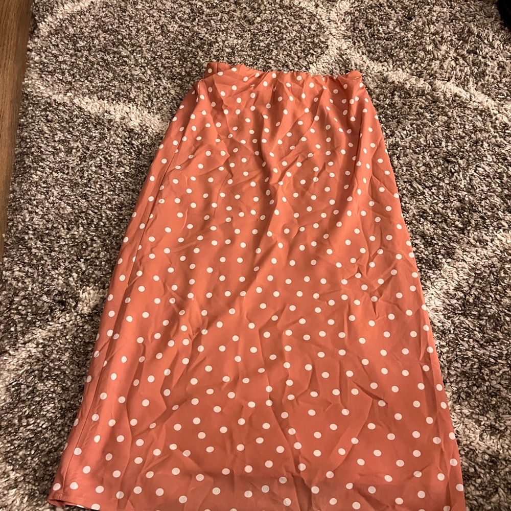 Pink polka dot skirt